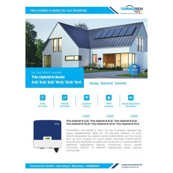TommaTech Trio Hybrid K 6.0kW Üç Faz İnverter