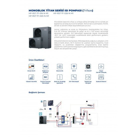 TommaTech 16kW Titan Serisi Isı Pompası(TriFaze)