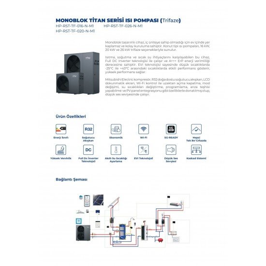 TommaTech 26kW Titan Serisi Isı Pompası(TriFaze)
