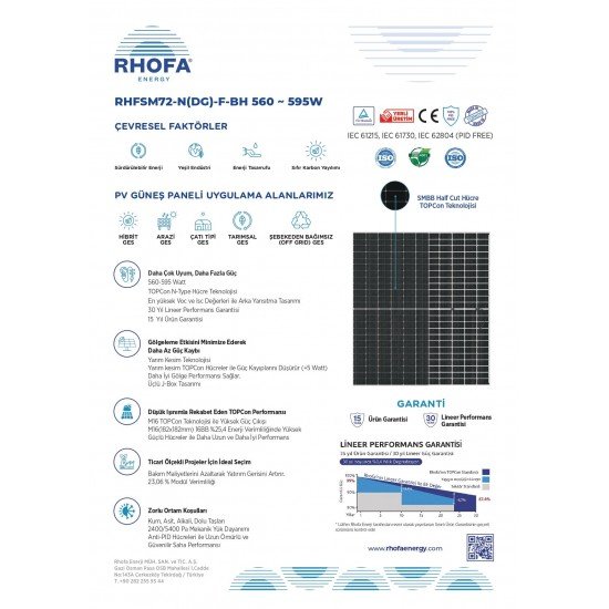 590W Rhofa 35 Adet Güneş Paneli (1palet)