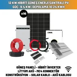 12 KW Hibrit Güneş Enerji Santrali Pv Güç: 9.4 Kw- Depolama 10.24 Kwh