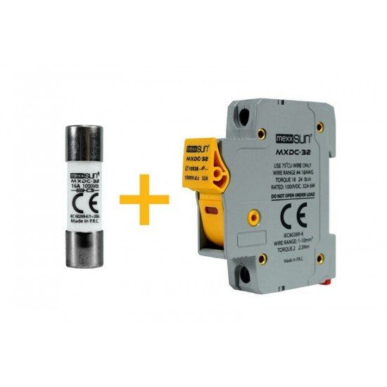 DC Sigorta + Sigorta Yuvası (16A 1000V) - 12 Adet