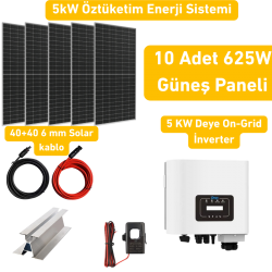 5 kW On Grid Solar Enerji Paketi (10x625W Güneş Paneli)