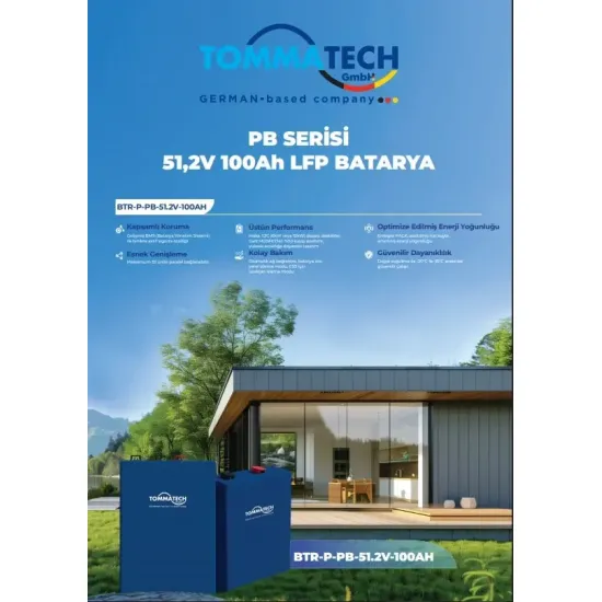 TommaTech 51.2V 100Ah PB Serisi LFP Lityum Batarya